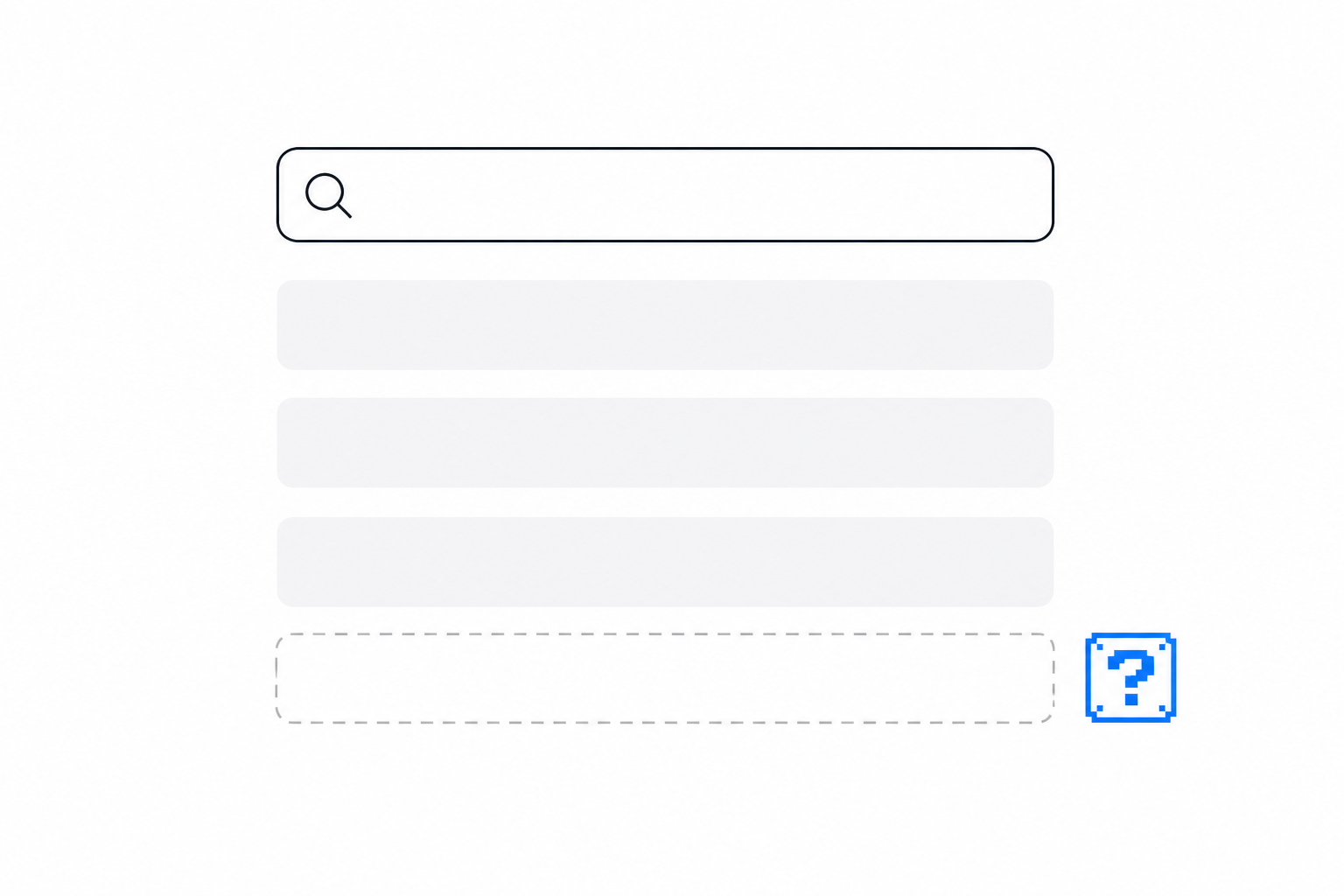 Pixel art of a glowing search bar shining light on a faded, nearly invisible website below it